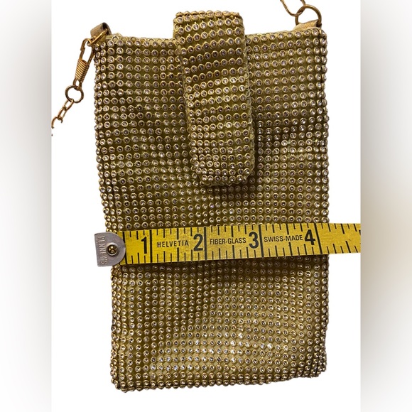 Gold Rhinestone sparkle Crossbody Pouch cell phone purse vegas NWT - Picture 5 of 5